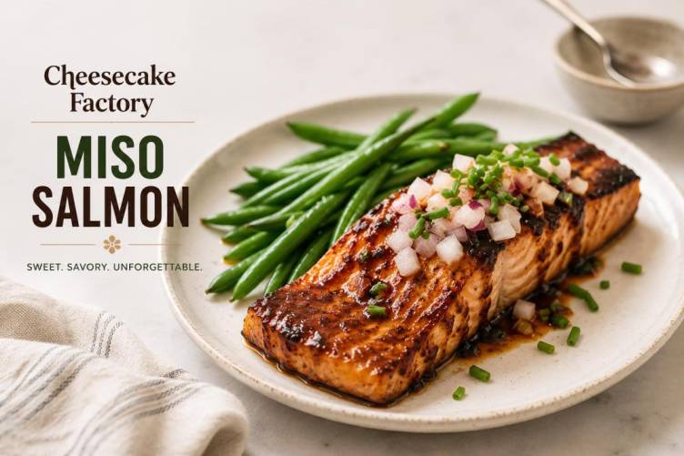 Cheesecake Factory Miso Salmon in a plate