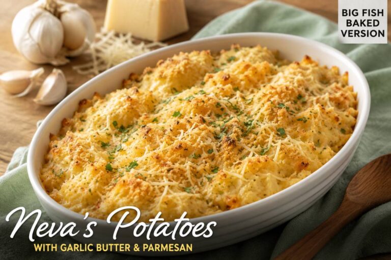 Neva’s Potatoes in a dish placed on a kitchen top